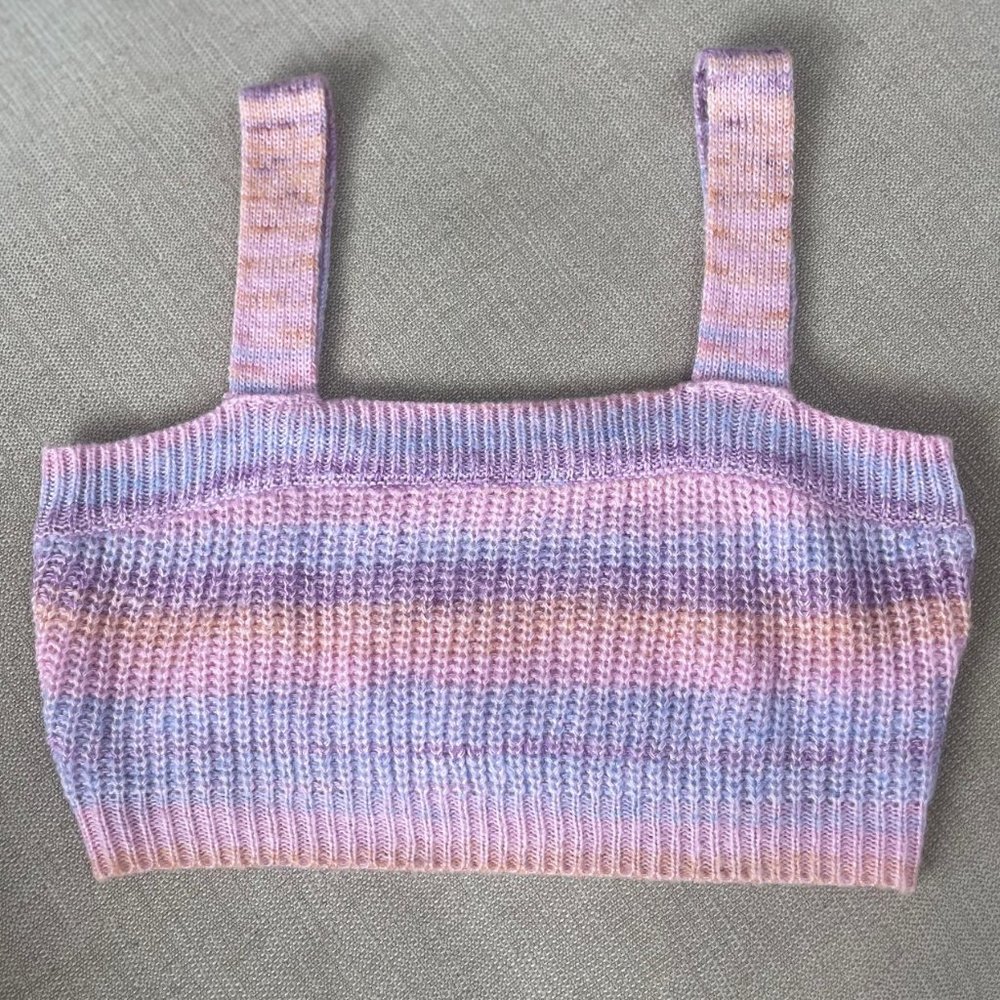 NEW Bailey Rose - Rainbow Sweater Crop in Lavender Multi - Size Medium